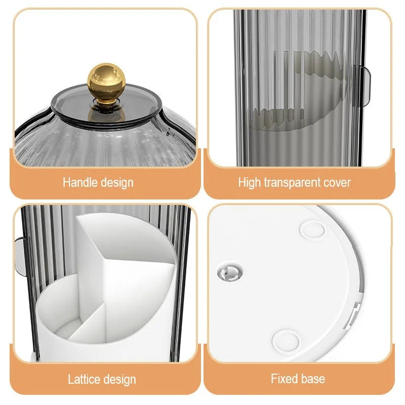 360° Rotating Makeup Brush Holder with Lid Luxury Cosmetic Organizer Lipstick Eyebrow Pencil Holder Eye Shadow Storage Box